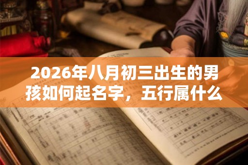 2026年八月初三出生的男孩如何起名字，五行属什么
