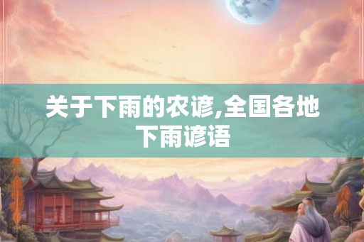 关于下雨的农谚,全国各地下雨谚语