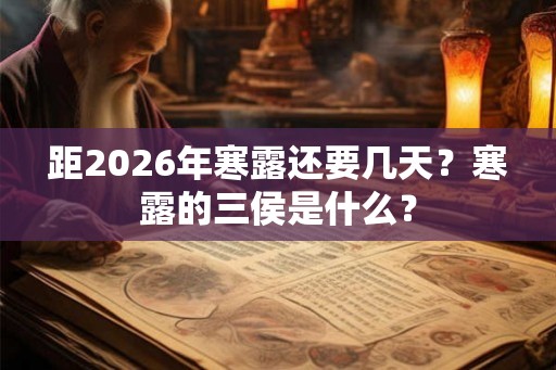 距2026年寒露还要几天？寒露的三侯是什么？