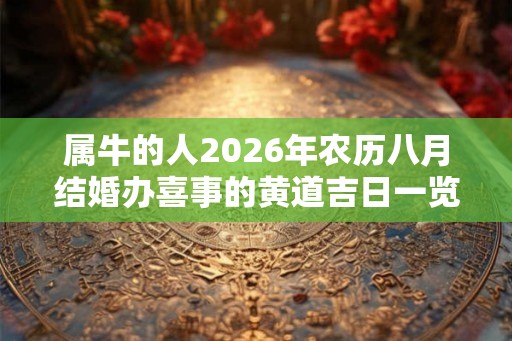 属牛的人2026年农历八月结婚办喜事的黄道吉日一览！