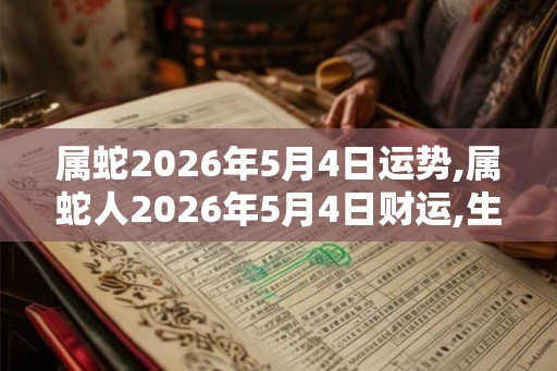 属蛇2026年5月4日运势,属蛇人2026年5月4日财运,生肖蛇2026年5月4日运势