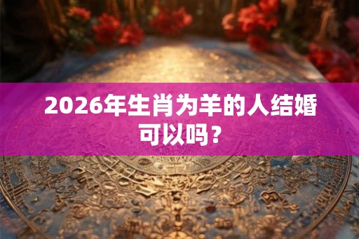 2026年生肖为羊的人结婚可以吗？