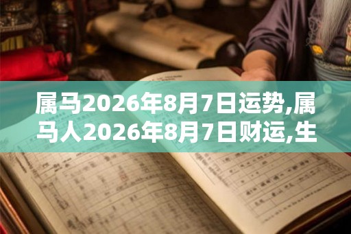 属马2026年8月7日运势,属马人2026年8月7日财运,生肖马2026年8月7日运势