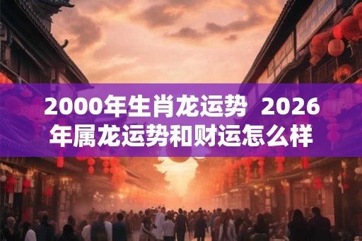 2000年生肖龙运势  2026年属龙运势和财运怎么样