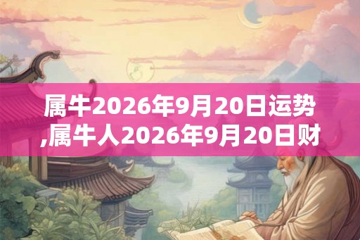属牛2026年9月20日运势,属牛人2026年9月20日财运,生肖牛2026年9月20日运势