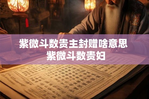紫微斗数贵主封赠啥意思  紫微斗数贵妇