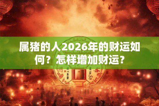 属猪的人2026年的财运如何？怎样增加财运？
