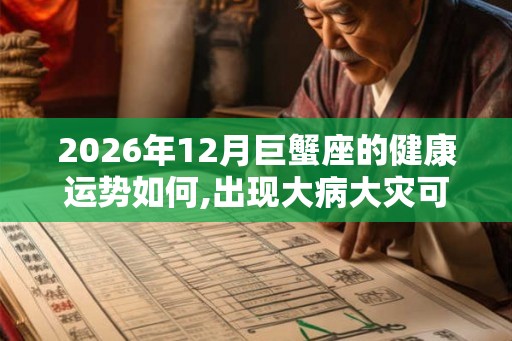 2026年12月巨蟹座的健康运势如何,出现大病大灾可能性大