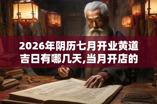 2026年阴历七月开业黄道吉日有哪几天,当月开店的好日子