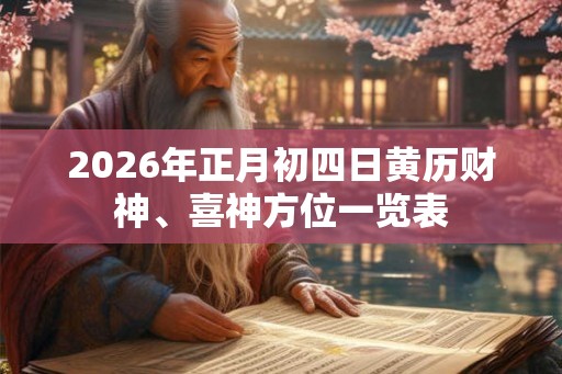 2026年正月初四日黄历财神、喜神方位一览表
