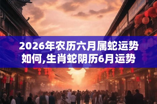 2026年农历六月属蛇运势如何,生肖蛇阴历6月运势 2026年农历六月属蛇运势如何,生肖蛇阴历6月运势