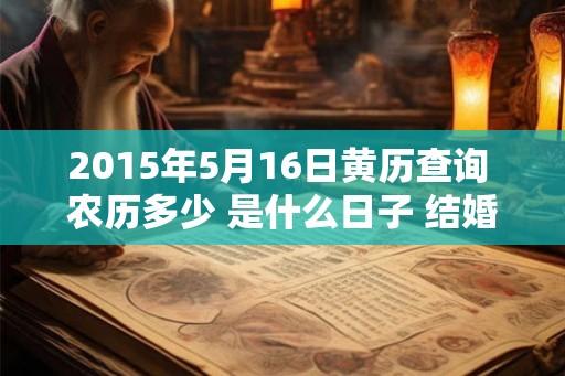 2015年5月16日黄历查询 农历多少 是什么日子 结婚吉时