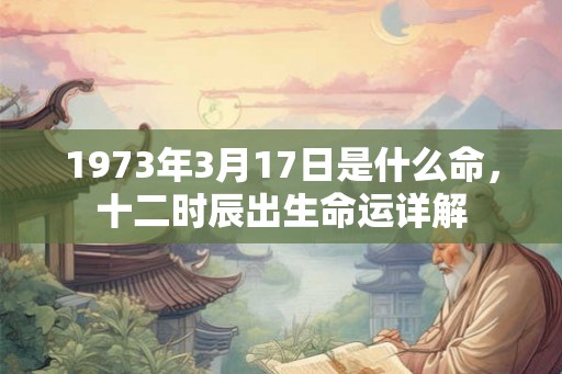 1973年3月17日是什么命，十二时辰出生命运详解