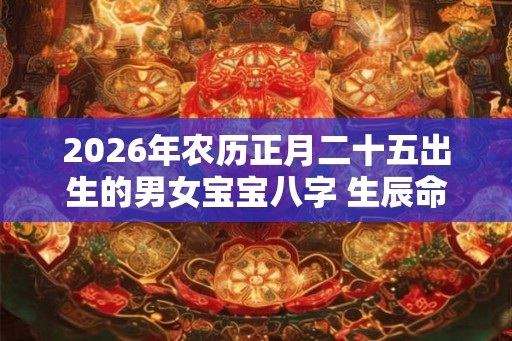 2026年农历正月二十五出生的男女宝宝八字 生辰命理分析取名