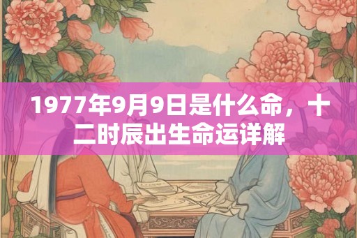 1977年9月9日是什么命，十二时辰出生命运详解