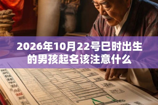 2026年10月22号巳时出生的男孩起名该注意什么