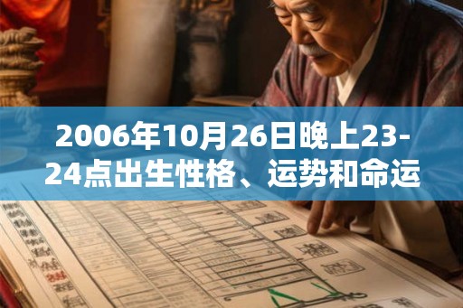 2006年10月26日晚上23-24点出生性格、运势和命运