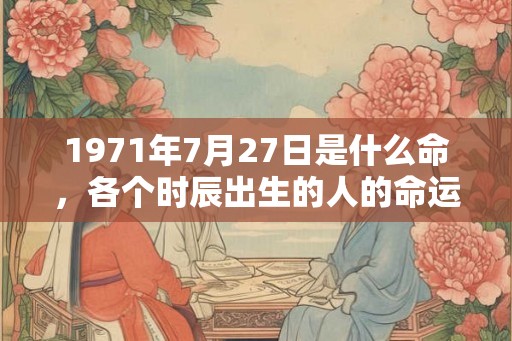 1971年7月27日是什么命，各个时辰出生的人的命运