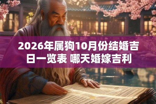 2026年属狗10月份结婚吉日一览表 哪天婚嫁吉利