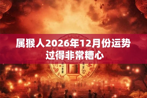 属猴人2026年12月份运势 过得非常糟心
