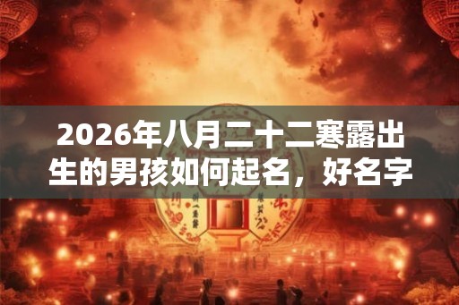 2026年八月二十二寒露出生的男孩如何起名，好名字推荐