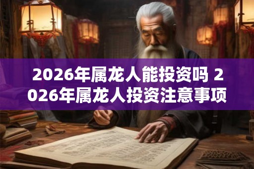 2026年属龙人能投资吗 2026年属龙人投资注意事项