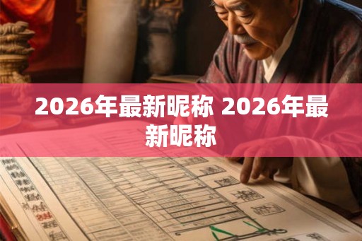 2026年最新昵称 2026年最新昵称