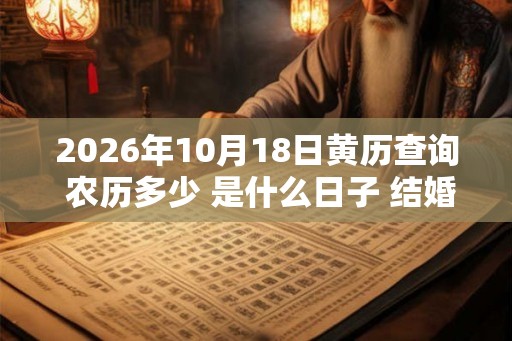 2026年10月18日黄历查询 农历多少 是什么日子 结婚吉时