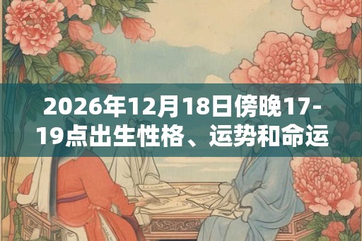 2026年12月18日傍晚17-19点出生性格、运势和命运