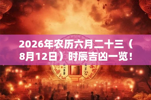 2026年农历六月二十三(8月12日)时辰吉凶一览! 2026年农历六月二十三(8月12日)时辰吉凶一览!