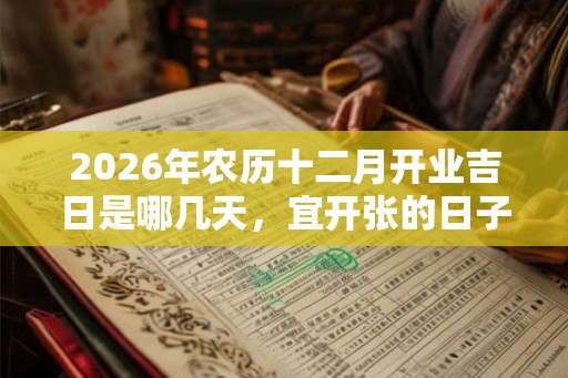2026年农历十二月开业吉日是哪几天，宜开张的日子