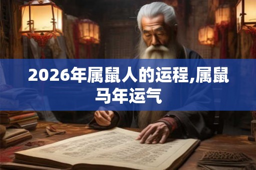 2026年属鼠人的运程,属鼠马年运气