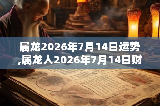 属龙2026年7月14日运势,属龙人2026年7月14日财运,生肖龙2026年7月14日运势