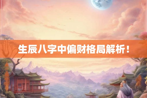 生辰八字中偏财格局解析! 生辰八字中偏财格局解析!