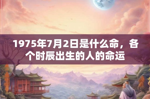1975年7月2日是什么命，各个时辰出生的人的命运