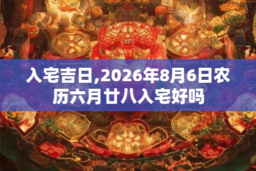 入宅吉日,2026年8月6日农历六月廿八入宅好吗