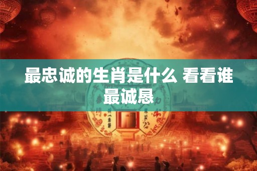 最忠诚的生肖是什么 看看谁最诚恳