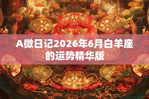 A微日记2026年6月白羊座的运势精华版