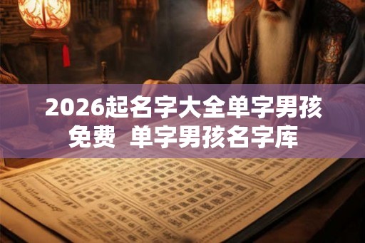 2026起名字大全单字男孩免费  单字男孩名字库
