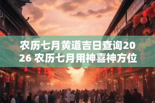 农历七月黄道吉日查询2026 农历七月用神喜神方位