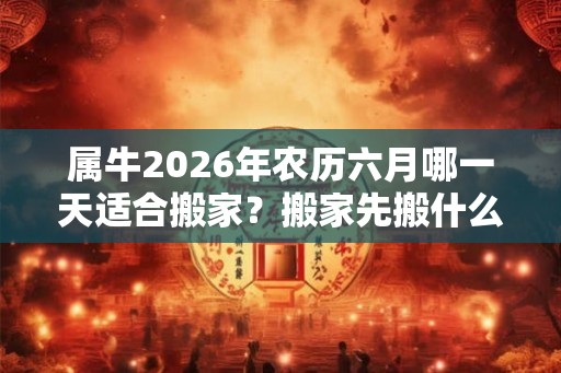 属牛2026年农历六月哪一天适合搬家？搬家先搬什么？