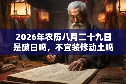 2026年农历八月二十九日是破日吗，不宜装修动土吗？