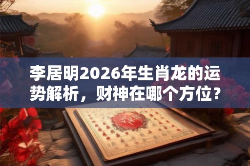 李居明2026年生肖龙的运势解析，财神在哪个方位？