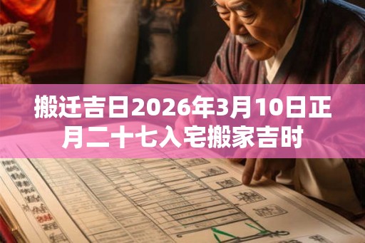 搬迁吉日2026年3月10日正月二十七入宅搬家吉时