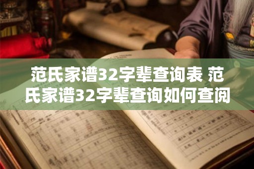 范氏家谱32字辈查询表 范氏家谱32字辈查询如何查阅