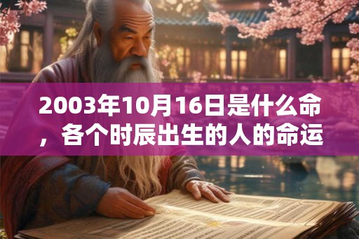 2003年10月16日是什么命，各个时辰出生的人的命运