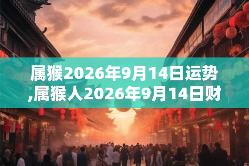 属猴2026年9月14日运势,属猴人2026年9月14日财运,生肖猴2026年9月14日运势