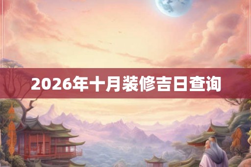 2026年十月装修吉日查询