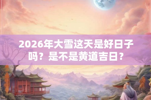 2026年大雪这天是好日子吗？是不是黄道吉日？