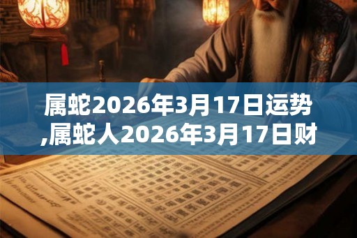 属蛇2026年3月17日运势,属蛇人2026年3月17日财运,生肖蛇2026年3月17日运势